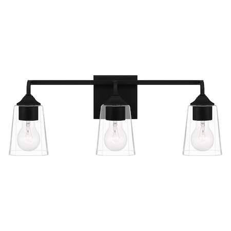 Thoresby 3-Light Matte Black Vanity Light